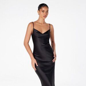 New Mermaid Sleeveless Solid Evening Gown w/ Cowl Neck & Side Leg Slit CD T2000